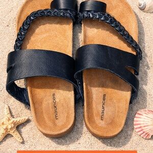 Maurices Black Slide Sandals with Braided Strap Detail